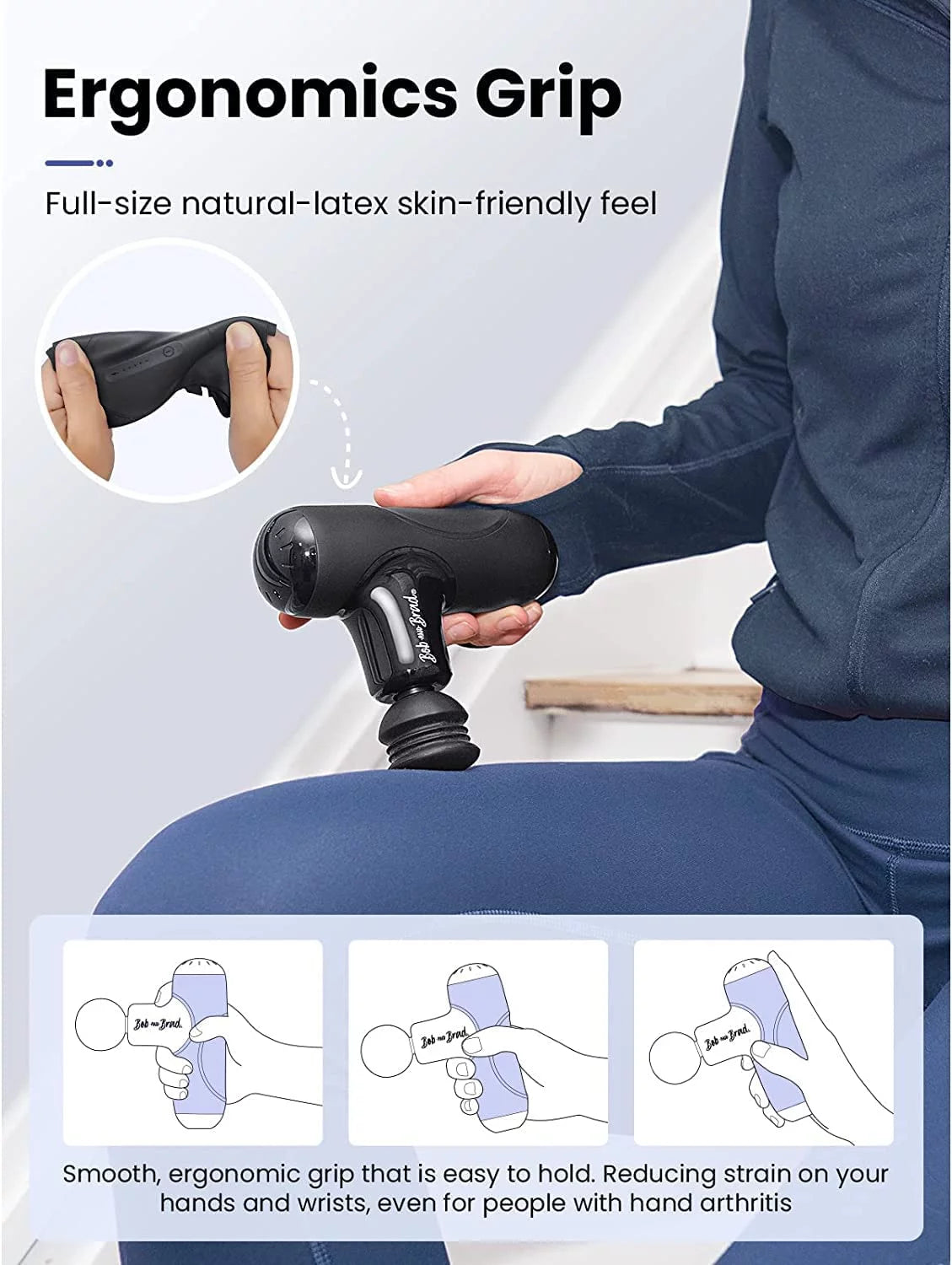 Bob and Brad Q2 Mini Pocket-Sized Deep Tissue, Brand New Portable Percussion Muscle Massager Gun Ultra Small & Quiet