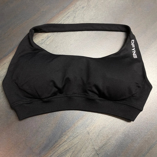 Dfyne Impact Sports Bra for Women Seamless Halter Bra Open Back Yoga Top 