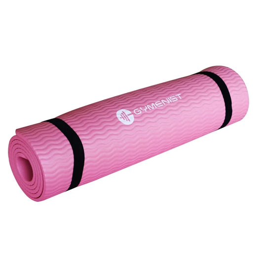 Gymenist Thick Exercise Yoga Floor Mat Nbr 24 x 71 Inches, Great for Cardio Workouts, Pilates, Gymnastics, Carrying Strap Included (Pink)