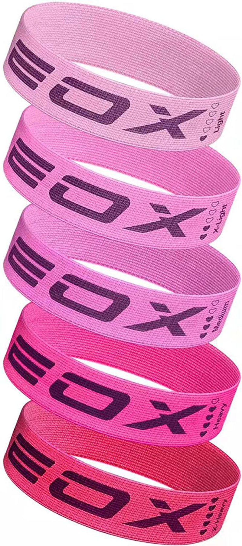 EOX Exercise Resistance Fabric Loop Bands, Non-Slip Resistance Workout Bands for Legs & Butt and Glutes, 5 Resistance Levels Hip Training Bands